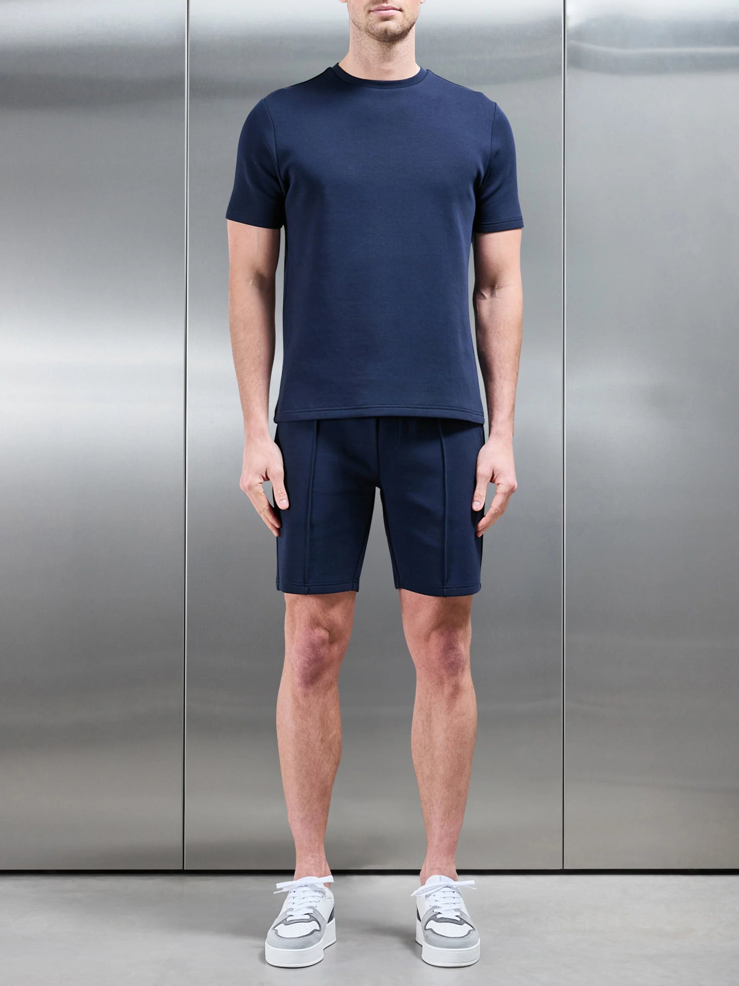 Mercercised Cotton T-Shirt In Navy