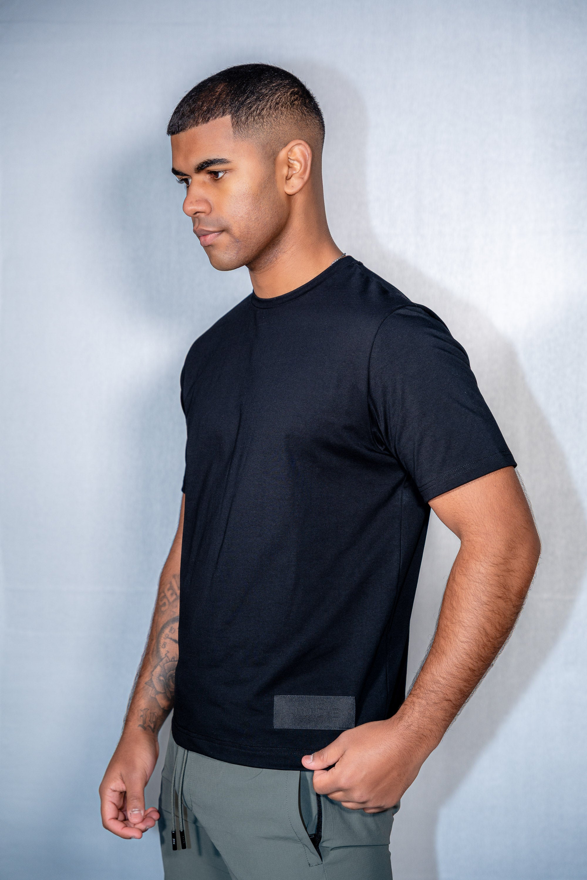 Mercercised Cotton T-Shirt In Black