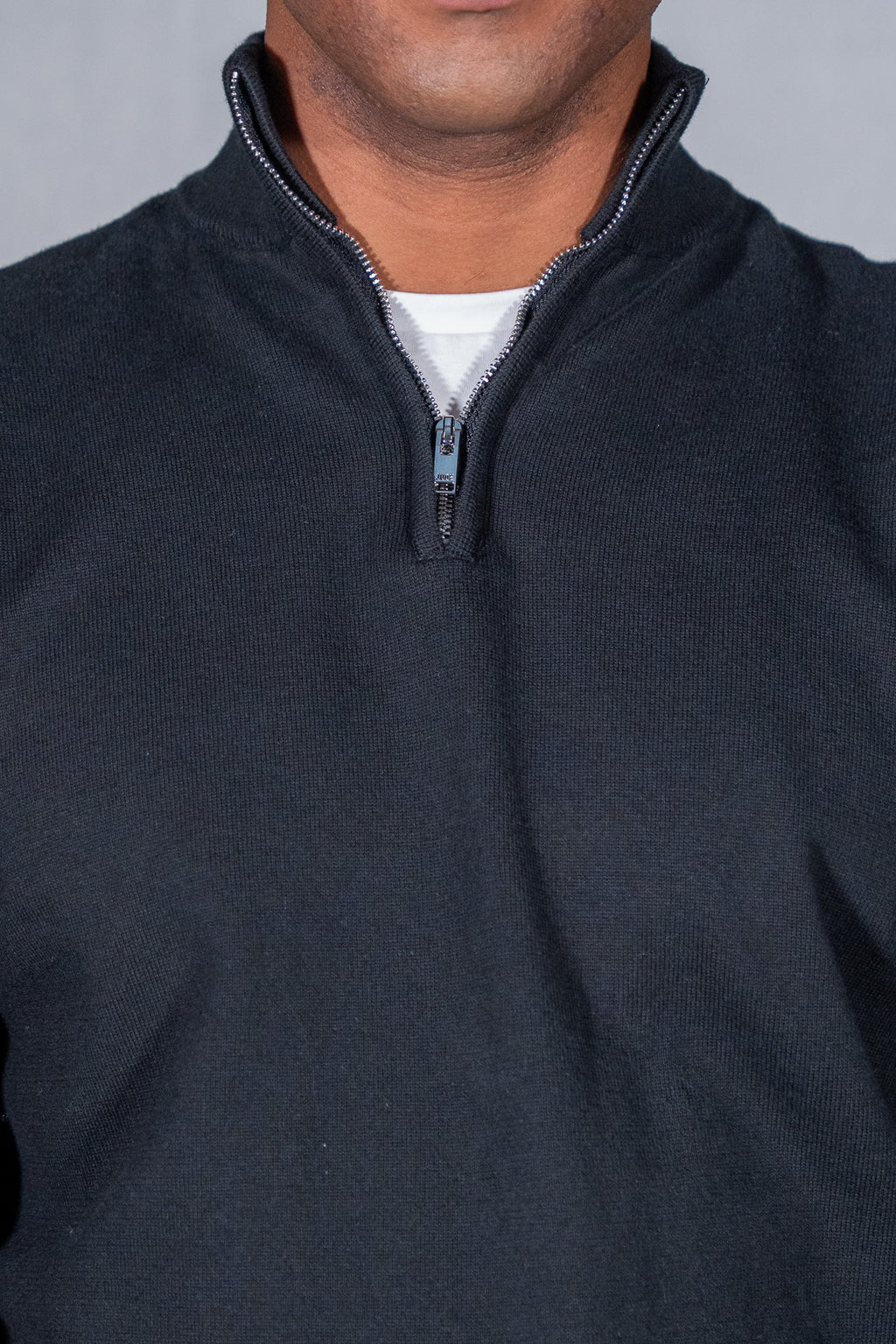 Cotton Blend Quarter Zip Jumper Black