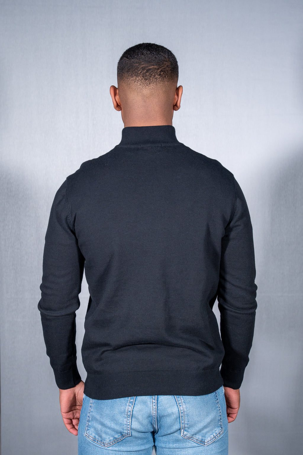 Cotton Blend Quarter Zip Jumper Black