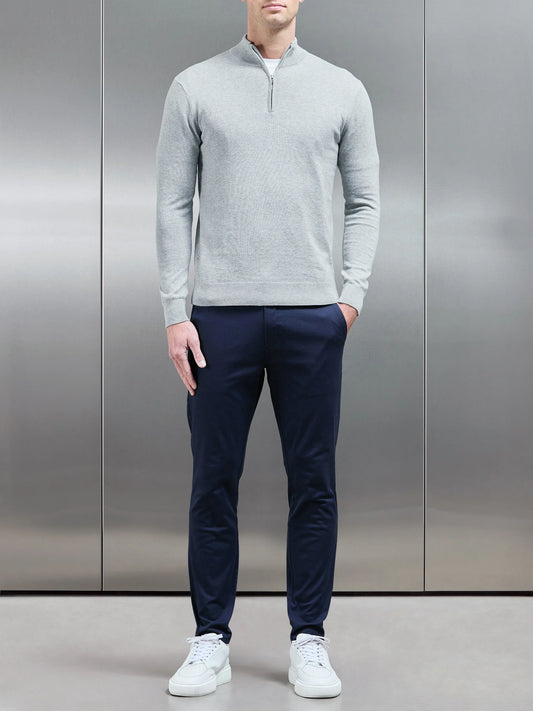 Cotton Blend Quarter Zip Jumper Grey