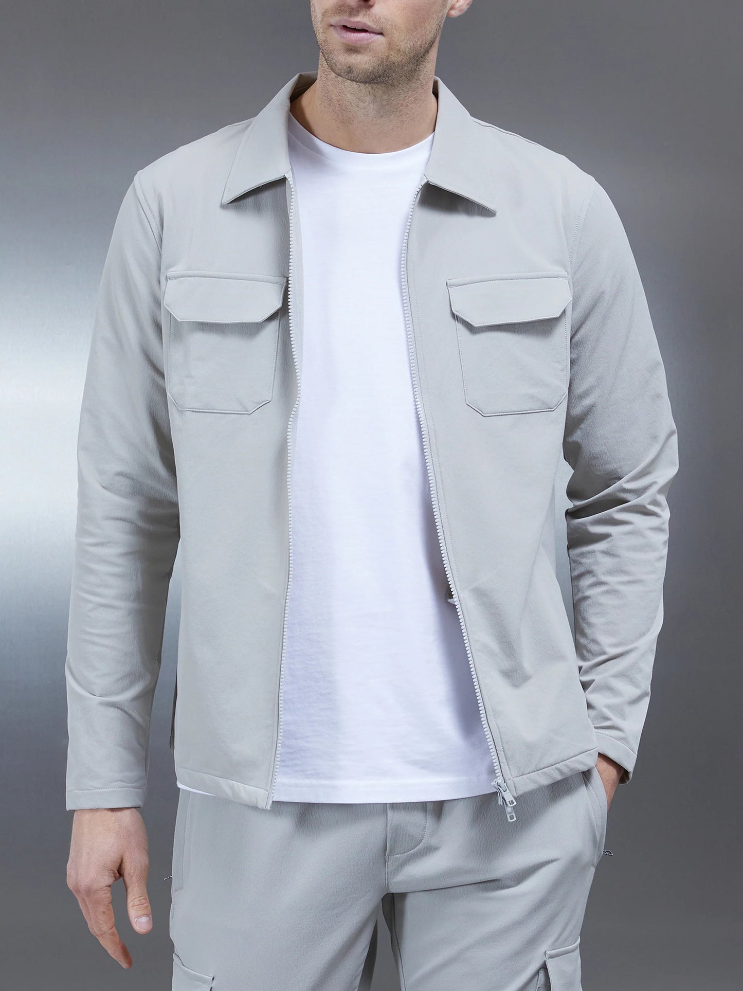Utility Cargo Jacket Light Grey