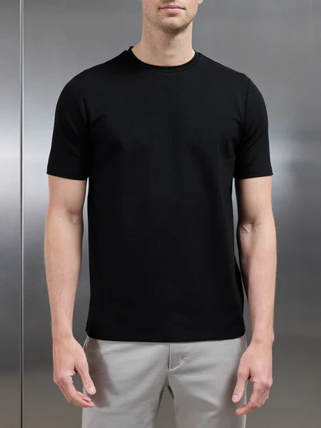 Mercercised Cotton T-Shirt In Black